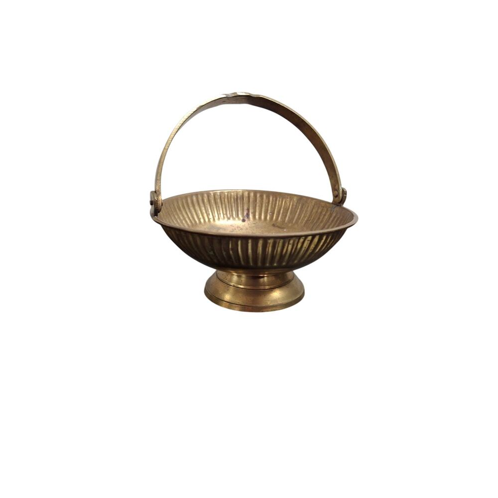 Vintage Solid Brass Basket Decor Made In India